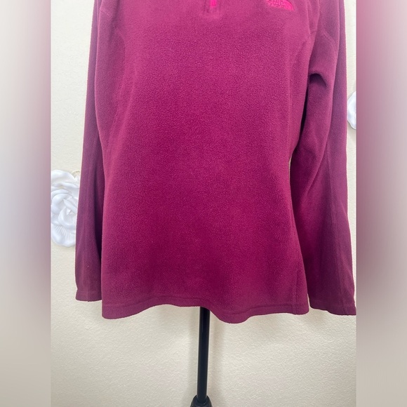 North Face 1/4 Zipper Burgundy Polartec Fleece Pullover Size Large - Picture 5 of 14
